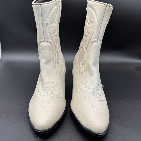 Wild‎ Fable Midcalf Western Boots Women Cream Size 10 Faux Leather - Picture 2 of 9